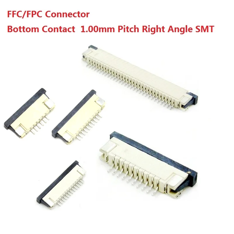 

5pcs FFC / FPC connector 1.0 mm 4 Pin 5 6 7 8 10 12 14 16 18 20 22 24 26 18 30 P Bottom Contact Right angle SMD / SMT ZIF