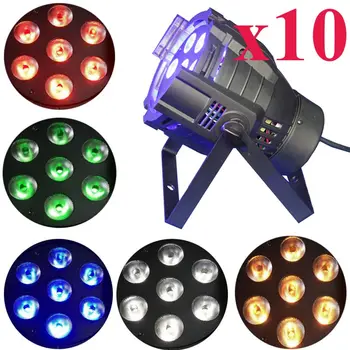

10pcs 7x12w led stage light rgbwa 5in1 par led flashlight dj lighting