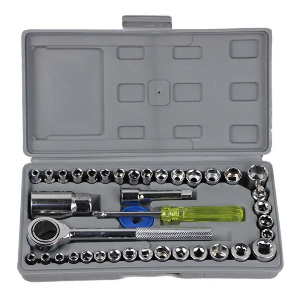 

40pc Spanner Socket Set 1/4" Car Vehicle Motorcycle Repair Ratchet Wrench Set Cr-v hand tools Combination Bit Set Tool Kit