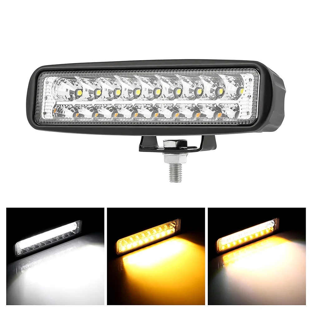 Car Led Work Light Bar Amber White 54W 12/24V Combo Beam Fog Light Lamp