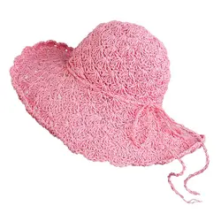 Летняя мода Женская шляпа от солнца соломенная шляпа craft для пляжного ПУТЕШЕСТВИЯ хаки Роза красная