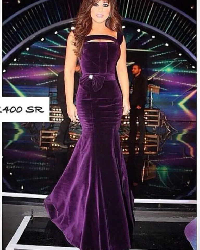 purple velvet evening gown