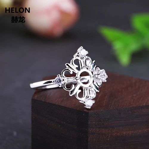 

925 Sterling Silver 5x5mm Round Cabochon Semi Mount Ring for Women Amber Agate Opal Setting DIY Stone White Gold Color