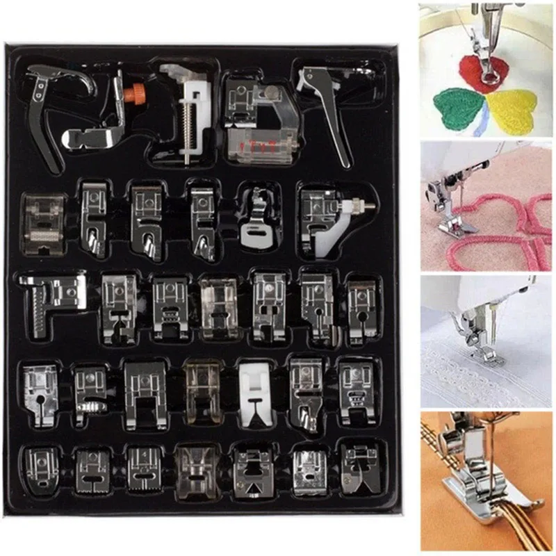 Useful 32pcs/set Low Shank Sewing Machine Presser Feet Set Walking Foot