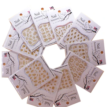 

30 Sheets/Lot Nail Stickers Adhesive With Card Design 2018 Newest 3D Nail Art Sticker Decals Export Quality Gold Sticker CBB1-30