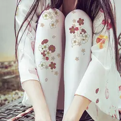 Осень и зима 2019 новые женские колготки японский цветок вишни Ретро дно бархат печатных шелковые носки оптовая продажа