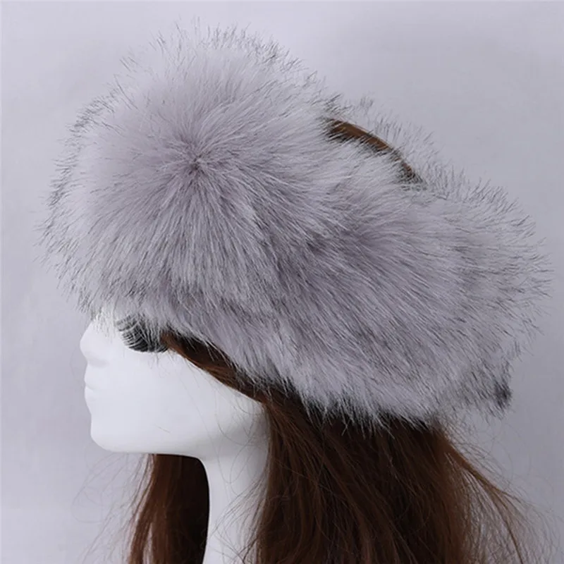 Осенне-зимние эластичные шапки из искусственного лисьего меха с пустыми головками для женщин, женские теплые шапки-бомберы в стиле монгольского круга, кольца для волос - Цвет: J