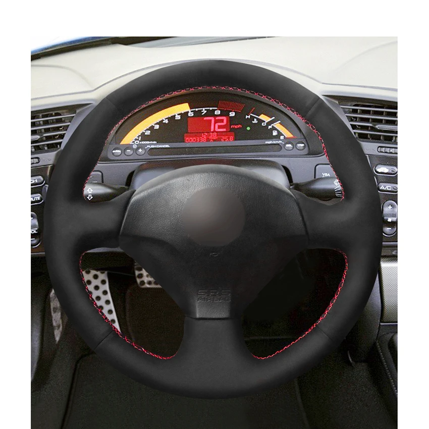 Черный замшевый самодельный сшитый вручную чехол рулевого колеса автомобиля для Honda S2000 2000-2008 Civic Si 2002-2004 Acura RSX type-S 2005