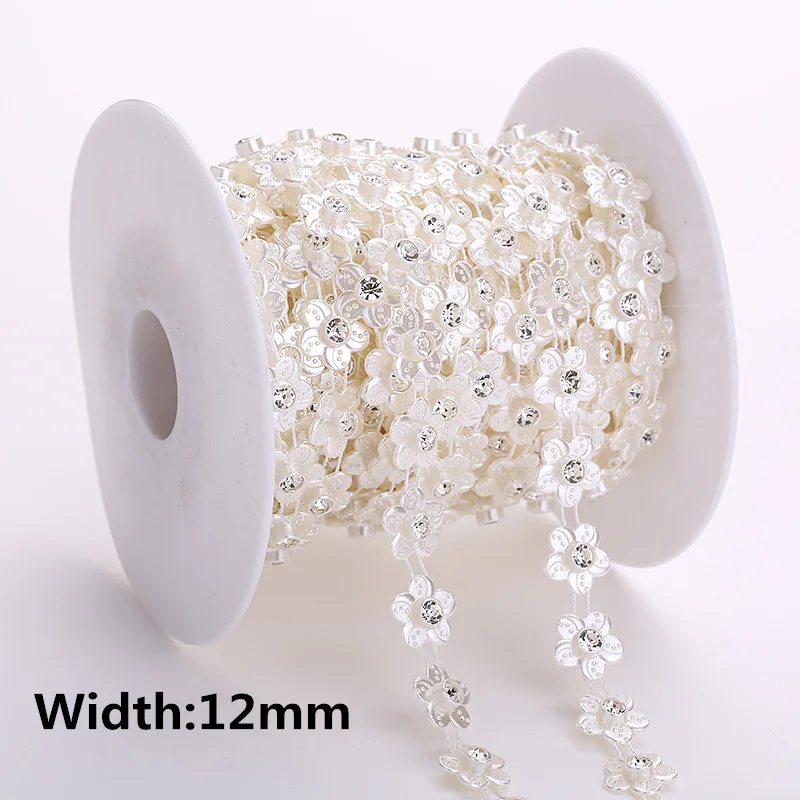 

1yard Ivory ABS Pearl Crystal Rhinestone Chain Sewing Banding Trim Wedding party jewelry handwork Supply 30 designs choose