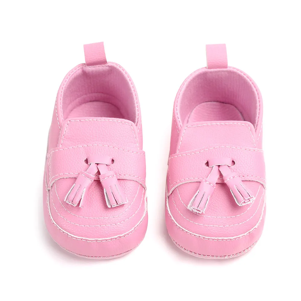 Кожаные Мокасины для маленьких мальчиков; обувь для маленьких мальчиков; Черная детская обувь; кожаная обувь для новорожденных; кожаная обувь для мальчика 0-1 года - Цвет: Розовый