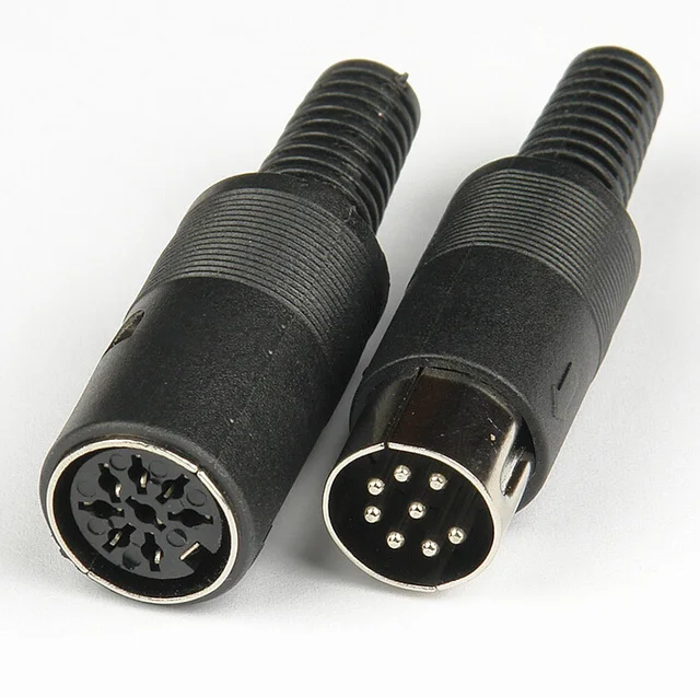DIN 8 Pin 8 Pole 8P MIDI Data Audio Cable Male and Female Plug Solder