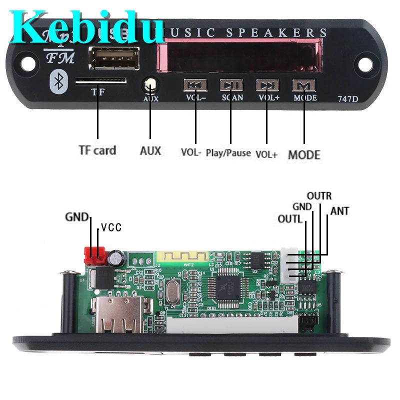 Аудио модуль kebidu DC 12 В MP3 декодер плата Bluetooth USB источник питания FM радио для