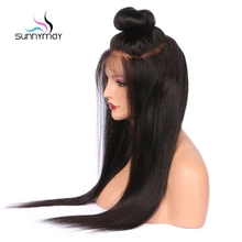 Sunnymay Straight Full Lace Human Hair Wigs Pre Plucked Brazilian Remy Hair Wigs For Black Women With Baby Hair 130% Density