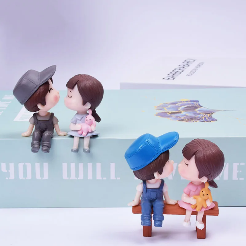 1 مجموعة البسيطة أرقام عشاق كرسي المنمنمات حديقة الجنية تمثال دمية الديكور الراتنج الحلي ديكور المنزل هدية الكريسماس