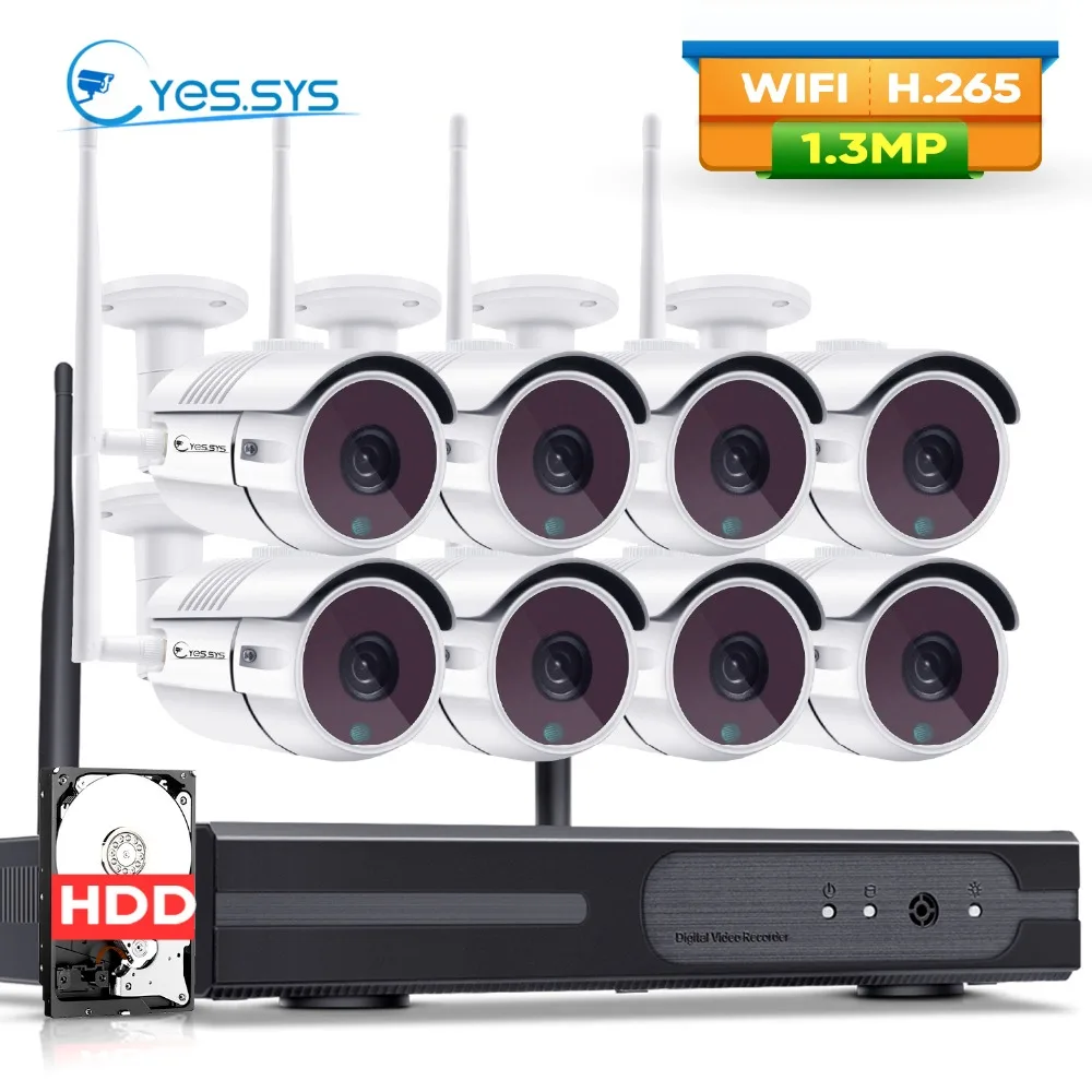 

eyes.sys Wireless Security Camera System 8PCS 1.3MP 960P IP Camera Wifi Outdoor 8CH 1080P 2.0MP CCTV Video Surveillance Kit