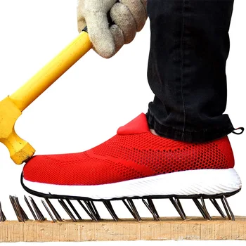 

Safety Boots Breathable Work Shoes Lightweight Steel Toecap Shoes Men Boots Anti-smashing Women Work Safety Shoes Plus Size 46