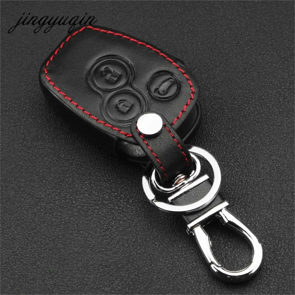 Jingyuqin 3 кнопки автомобиля дистанционного ключа кожаный чехол для Renault Duster Logan Fluence Clio Мастер дорожного движения Kangoo Megane Лагуна