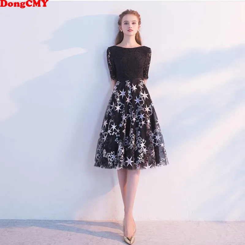 

DongCMY New Arrival Little Black Star Color 2019 Cocktail Dresses Plus size Short Party Women dress