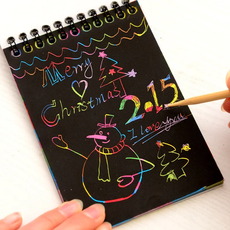 Novelty Drawing Book DIY Scratch Graffiti Magic Note Sketch Black Cardboard Books For Kids Children Toy School Supplies K6311 Novelty Drawing Book DIY Scratch Graffiti Magic Note Sketch Black Cardboard Books For Kids Children Toy School Supplies K6311