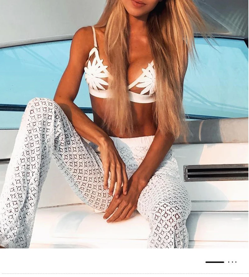 PLAVKY 2018 Sexy White Mesh Embroidered Flower Strappy Biquini (6)