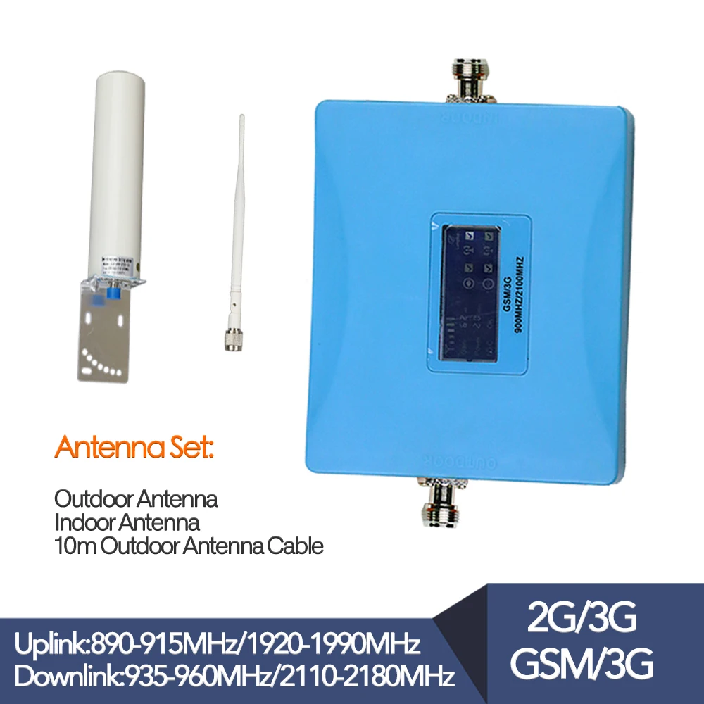 

Dual band signal booster gsm wcdma repeater 900 2100 cell phone signal repeater with lcd display 2g 3g signal booster for home