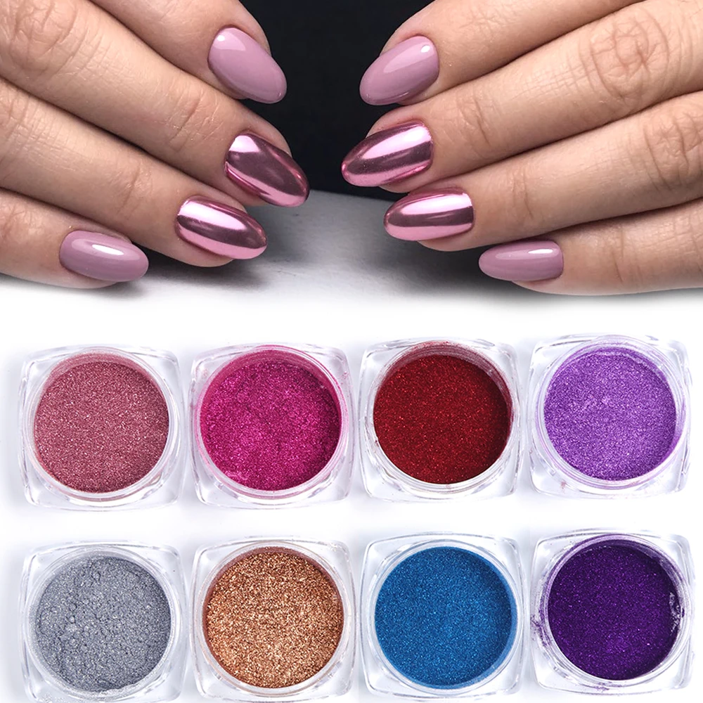 

13 Box/Set Nail Glitter Pigment Chrome Mirror Metallic Colors Dust Sequins Dip Powder Gel Polish Nails Art Decorations TRC/ASX