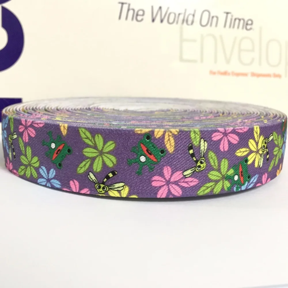 

12 Meters 1" 25mm Sublimation Printing Frog Butterfly Suspender Elastic Webbing Great For Pacifier Clips
