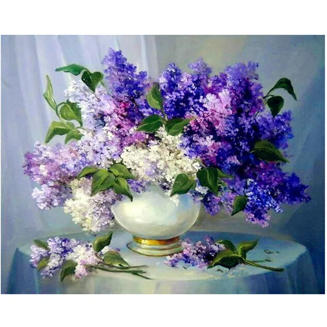 diy diamond painting needlework square full diamond embroidery purple lilac flower vase painting pattern home decoration - Vase Painting diy diamond painting needlework square full diamond embroidery purple lilac flower vase painting pattern home decoration - Vase Painting