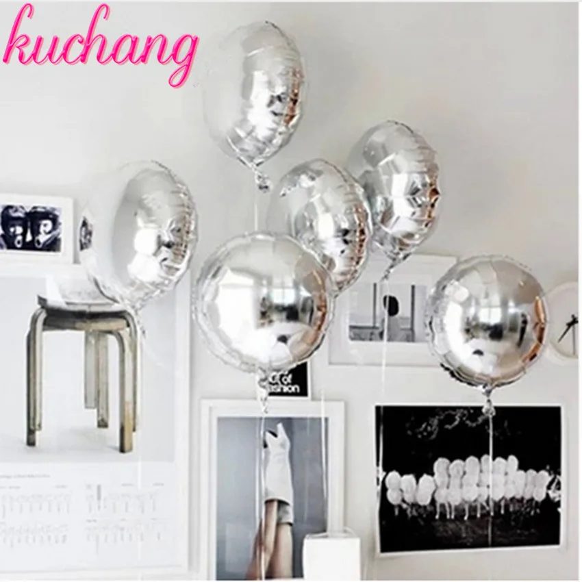 

5pcs 18inch Gold Silver Balloon Round Wedding aluminum Foil Balloons Inflatable gift Birthday baloon Party Decoration Helium Bal