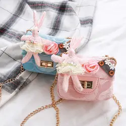 Милая Детская мини-сумочка с мультяшным кроликом для маленьких девочек принцесса сумки через плечо детский цветочный клатч кошелек