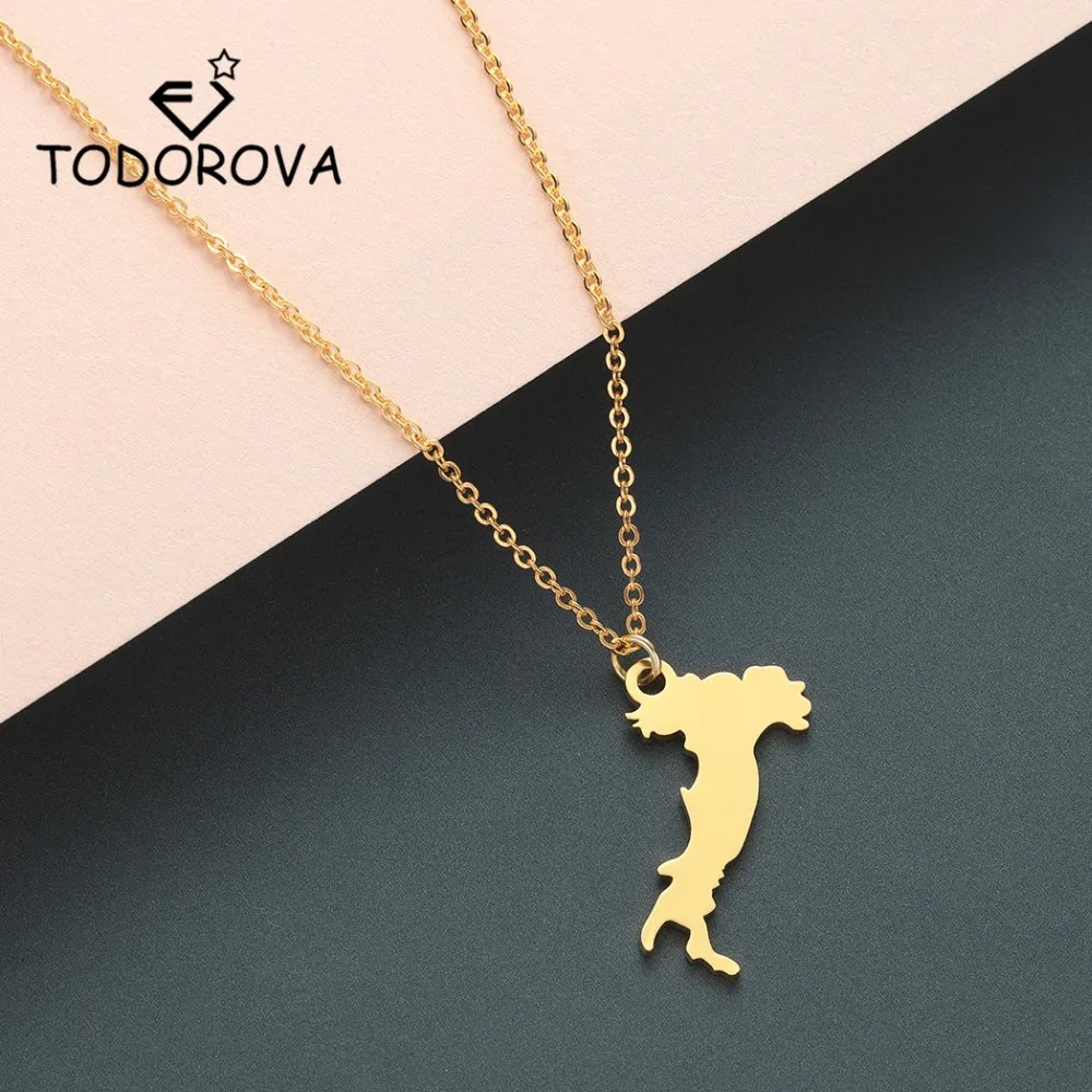 

Todorova Outline Italy Map Necklace Women Men Country of Italy Map Pendant Necklace Stainless Steel Italian Map Jewelry