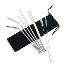 8 шт./компл. нержавеющей соломинки для коктейля из нержавеющей стали металлические питьевые соломинки для напитков набор многоразовых чистящих кистей Набор