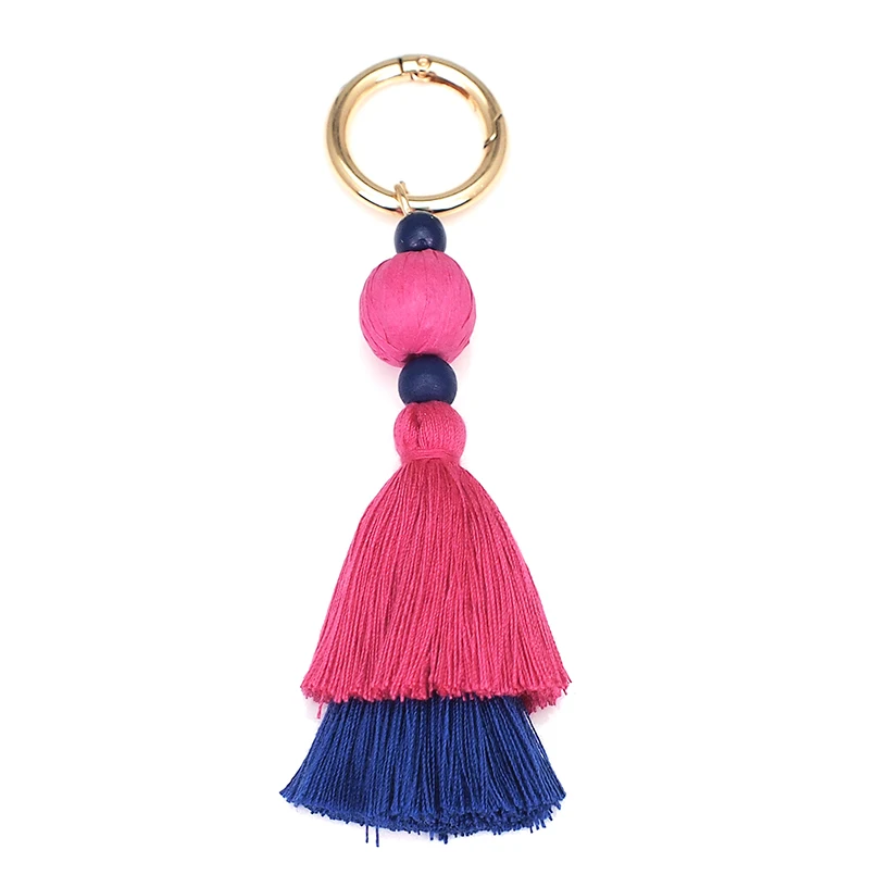 MANILAI многоцветный хлопок кисточка рафия мяч брелок для женщин богемное украшение подвеска на сумку Модные аксессуары брелок для ключей ручной работы