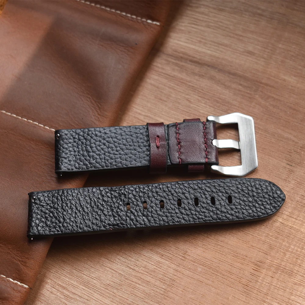 Handmade Genuine Leather Watch Strap High Leather Replacement Wristband 20mm/22mm/24mm Five Colors Optional Quick Release