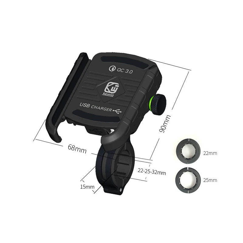 Kewiq QC3.0 USB быстрая зарядка алюминиевый сплав держатель для телефона мотоцикла с
