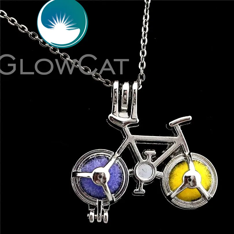 R-K611 Silver 30mm Bike Beads Cage Essential Oil Diffuser Oyster Pearl Locket Pendant Necklace Kids Girl Party Jewelry | Украшения и