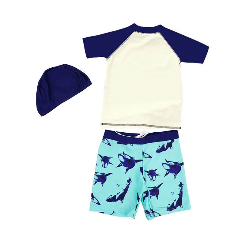 GI FOREVER/Детский костюм из двух предметов с шапкой для мальчиков; принт акулы; одежда для купания; коллекция года; крутой детский купальный костюм; Maillot De bay