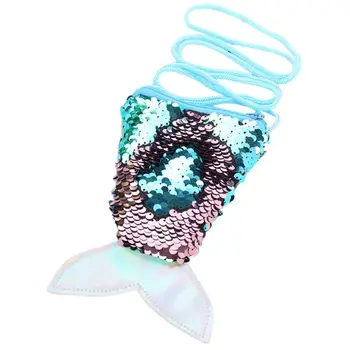 

NoEnName_Null New Kids Children Sequins Fish Tail Mini Shoulder Bag Zipper Coin Purse Crossbody Bags