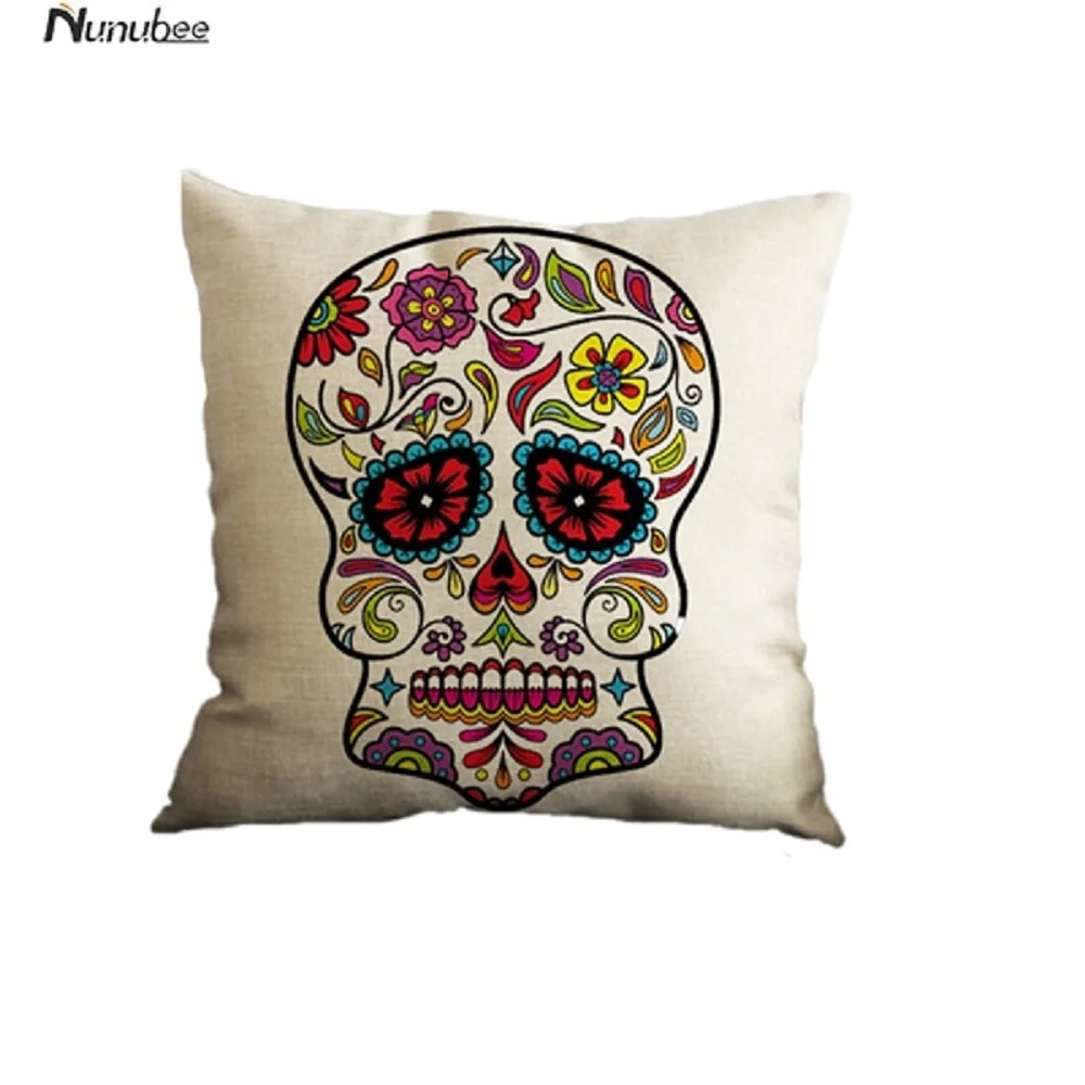 Nunubee شخصية اللون الجمجمة نمط القطن و الكتان الأزياء عالية الجودة مكتب غرفة المعيشة سيارة أريكة الزخرفية المخدة