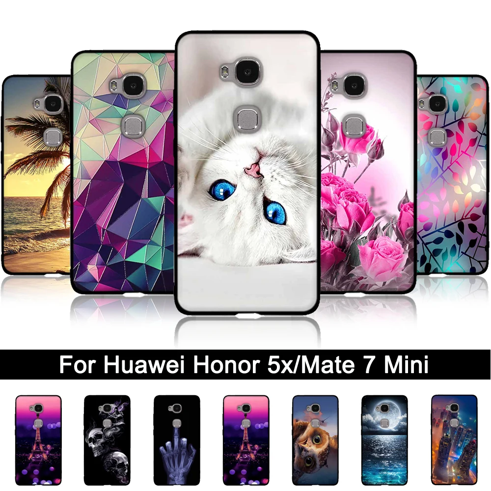 Чехол для Huawei Honor 5X 5 X GR5 с 3D рельефным принтом задняя крышка из ТПУ Mate 7 Mini KIW-L21