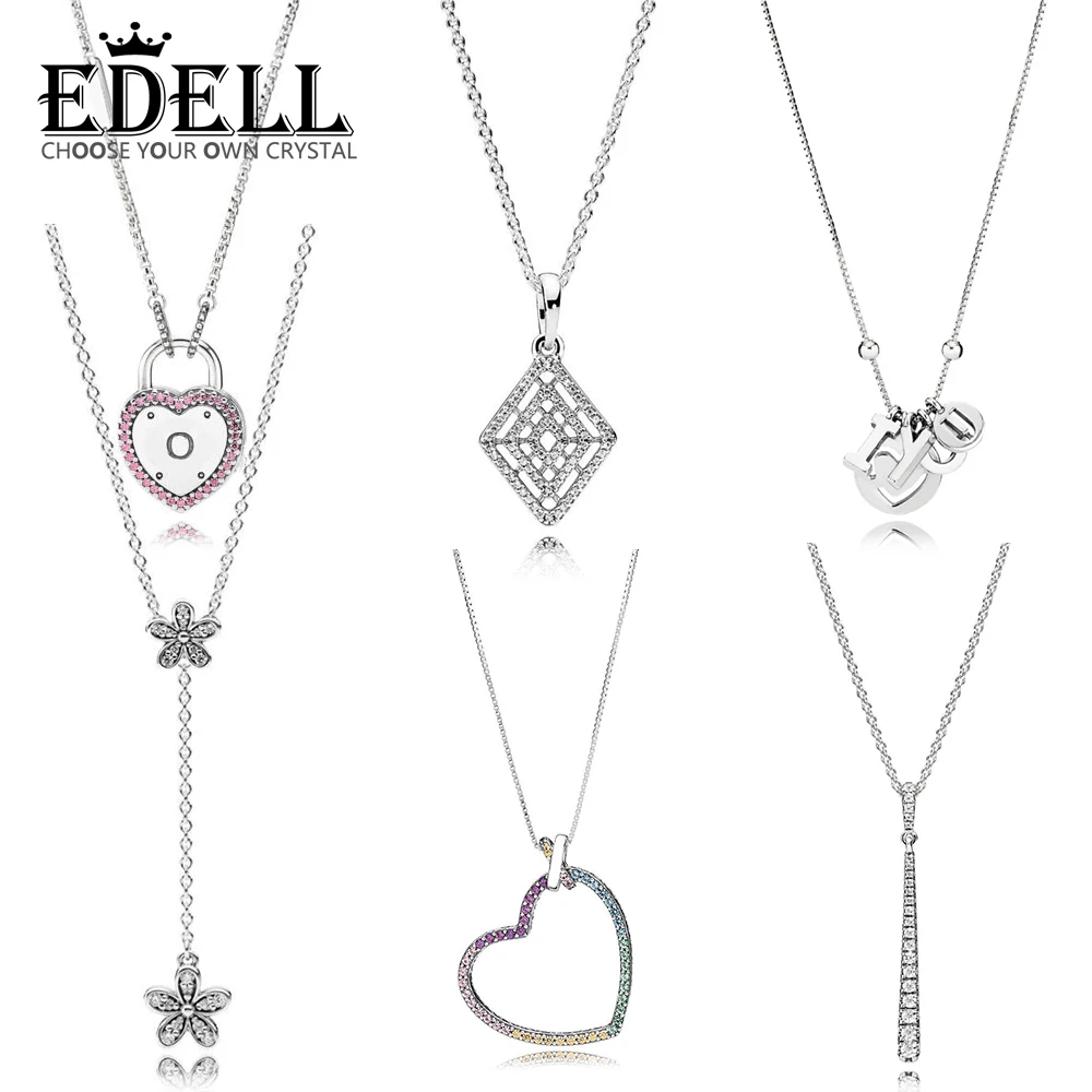 

EDELL 100% 925 Sterling Silver Genuine SHOOTING STAR NECKLACE LOCK YOUR PROMISE Collier I Love you Multi-colour Heart Collier