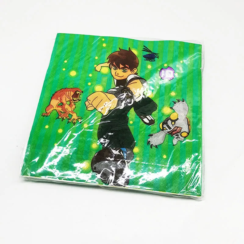 20pcs/pack disposable napkins Ben 10 theme birthday party decorations Ben 10 disposable napkins baby shower decorations