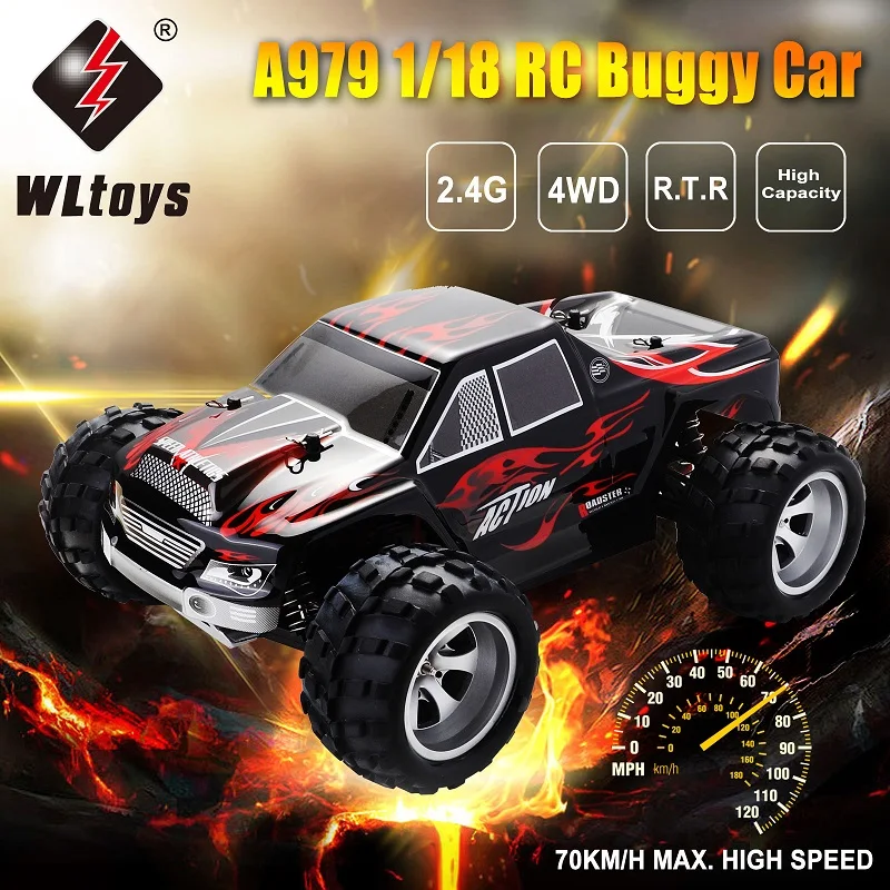 Радиоуправляемый автомобиль WLtoys A979 1/18 4WD гоночный автомобиль с дистанционным управлением Внедорожный гоночный автомобиль 2,4 ГГц пульт дистанционного управления на радиоуправлении светодиодный высокоскоростной грузовик багги