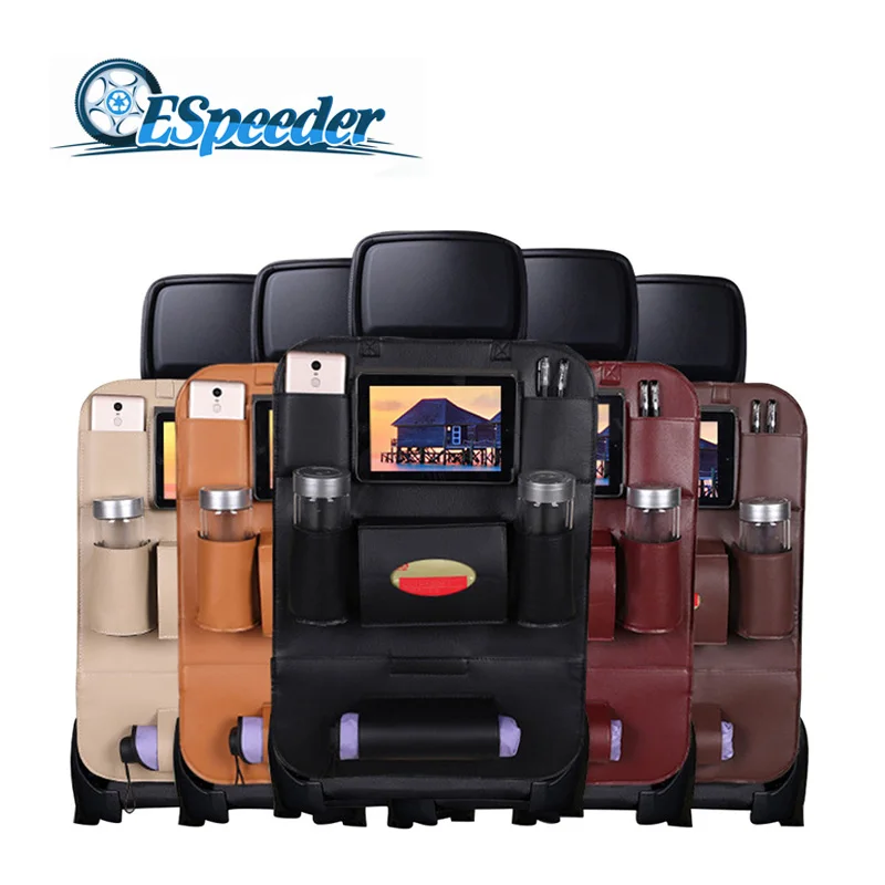 

ESPEEDER Car Seat Storage Bag Back Seat Organizer Box Car Seat Back Storage Bag Pad Cups Storage Holder PU Leather Child Safety
