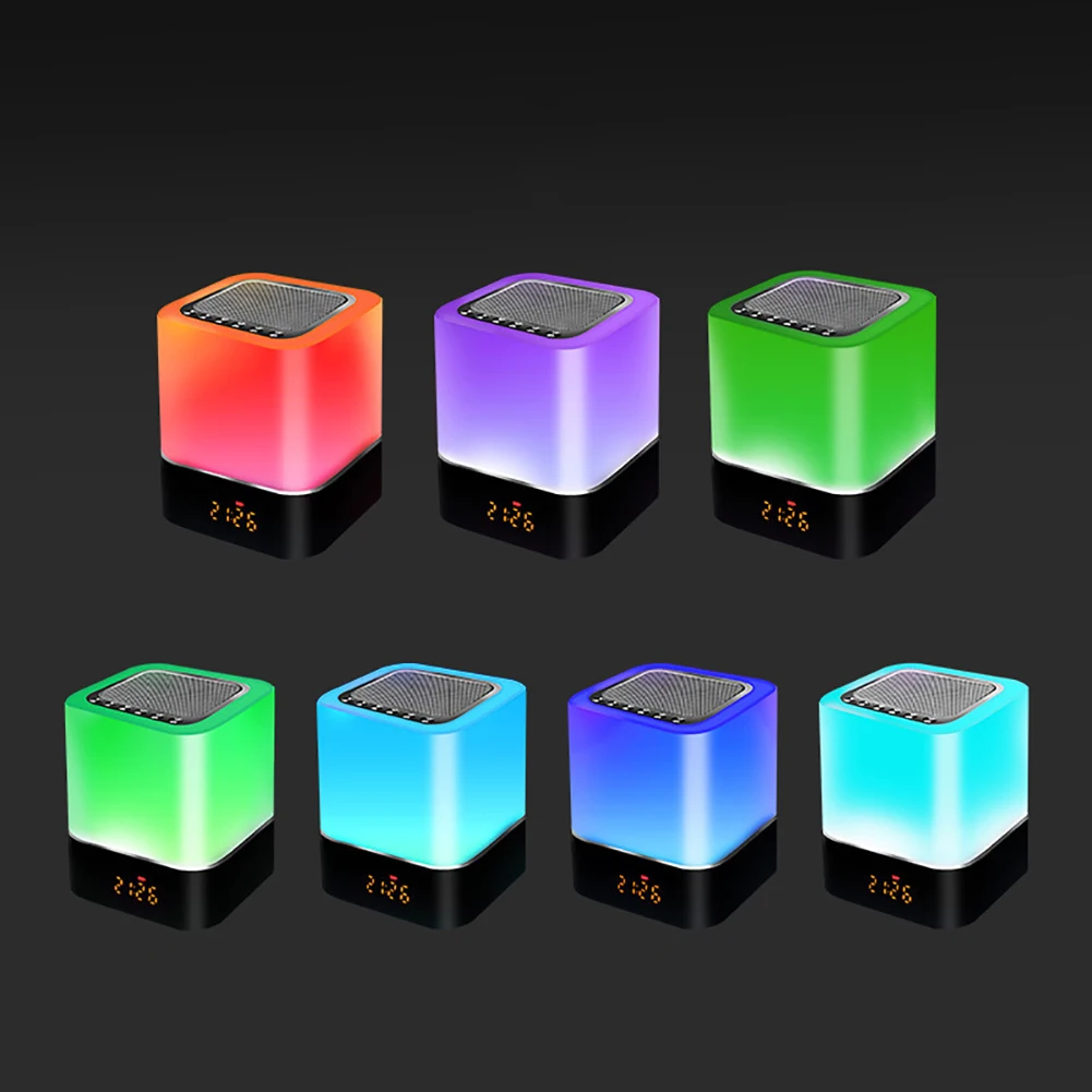 Colorful LED Light Touch Switch Bluetooth Speaker Clock Bluetooth Speaker Gift hot