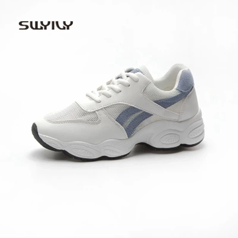 SWYIVY Women Running Shoes White Lace-up Lady Sneakers 2018 New Spring And Autumn Non-slip Female Jogging Sport Shoes