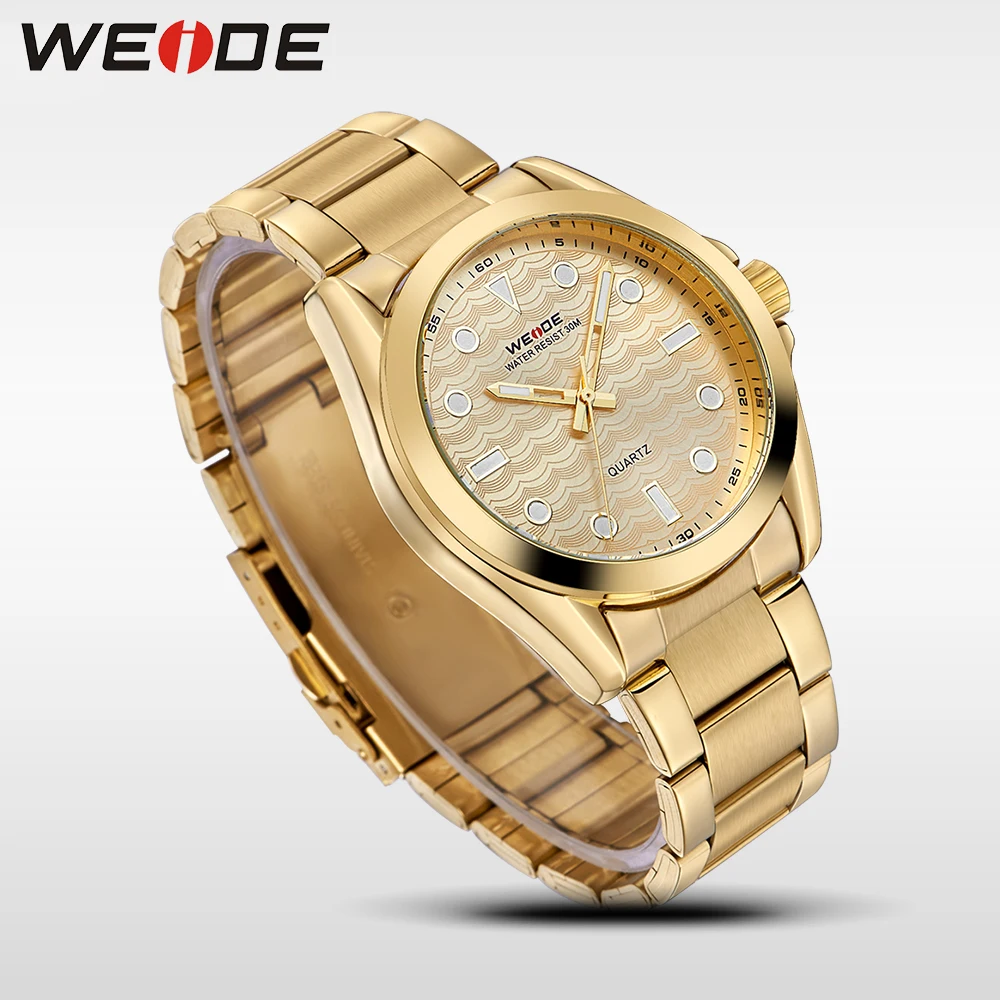 

WEIDE Fashion & Casual Quartz Sport Water Resistant Watches Man Luxury Men Analog Clock Gold waterproof Stainless Steel Watch