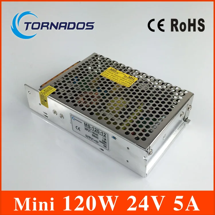 

Small 120W DC 24V 5A Switching Power Supply for LED Strip Light, Input 110/220VAC (No. MS-120-24 )