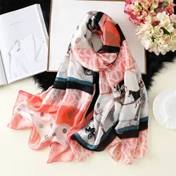 2019 роскошный женский шелковый шарф дизайнерский принт женский фуляр хиджаб шарфы Дамская шаль пляжные накидки шарфы обертывания шеи