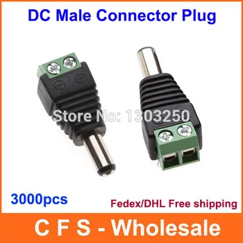 

3000pcs CCTV DC Male Plug DC Jack DC Connector Power Plug for Security CCTV Camera System 2.1 x 5.5mm Free Shipping wholesale